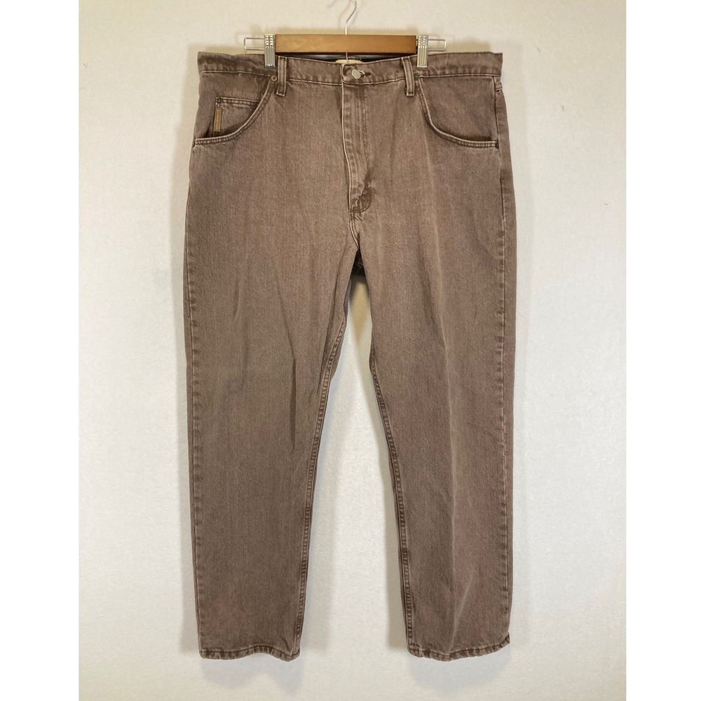 Workwear Wrangler Mens 40x30 Brown Regular Fit Cotton Denim Jeans MGW20BR